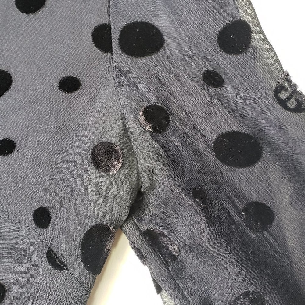 Tory Burch Angela Beaded Velvet Dot Sheer Blouse Long Sleeve Lined 8 - FLAWED - Picture 7 of 16